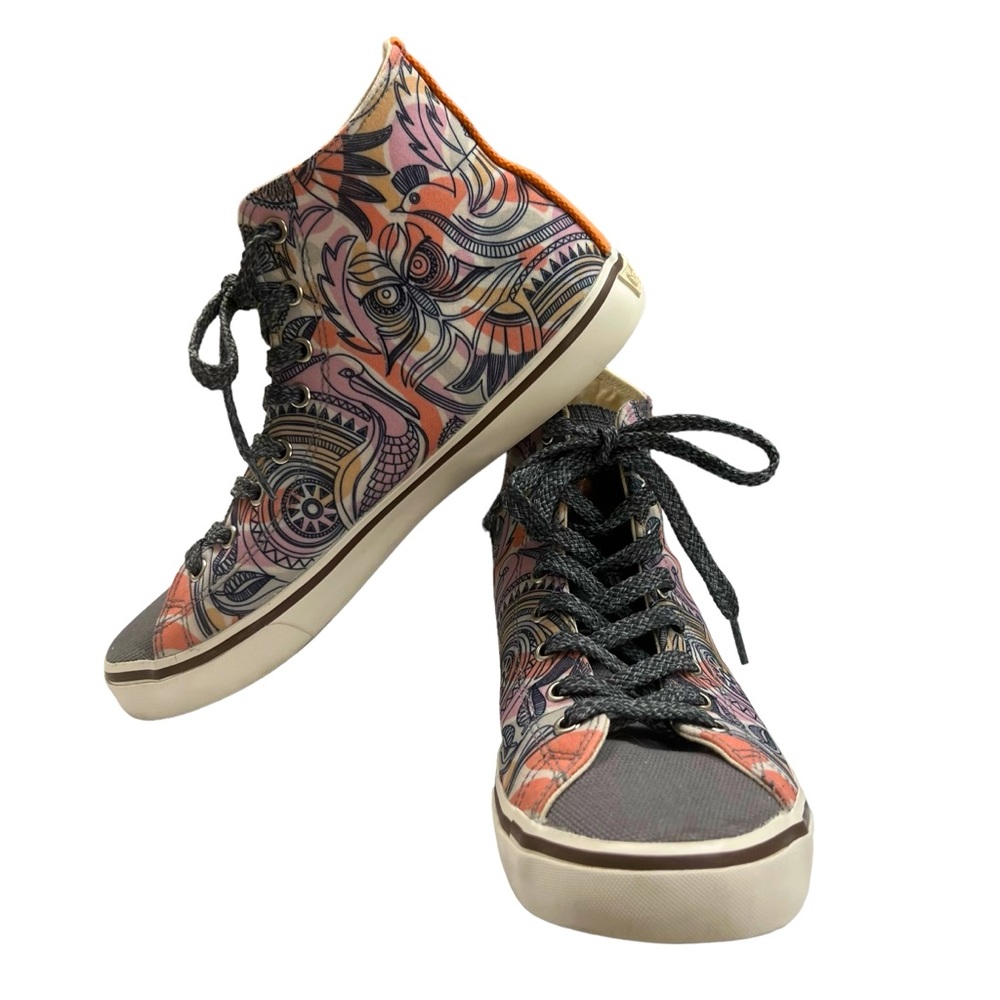 INKKAS “MANU” HIGH TOP SNEAKERS OWL FLORAL PATTERN BOHO ARTSY SIZE: W:11…